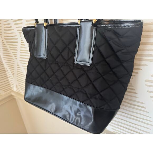 Burberry Prosum Quilted Nylon Black Leather Gold Hardware Tote - Picture 7 of 12